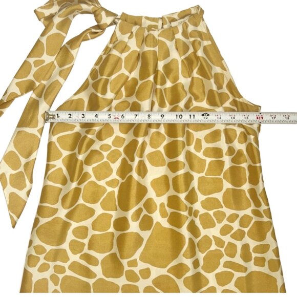 J.Crew Silk Halter Top 6 Yellow Giraffe Print Bow Back Sleeveless Blouse - Picture 11 of 12
